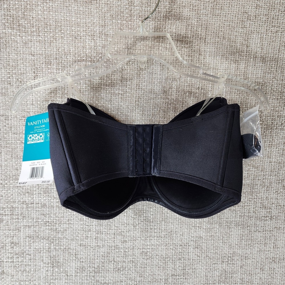 Vanity Fair Beauty Back Strapless Bra Style 74380 Womens 34H Midnight Black NWT - Picture 4 of 11